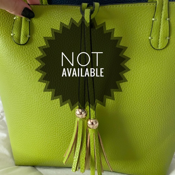 None Handbags - Lime/Navy Vegan Tote